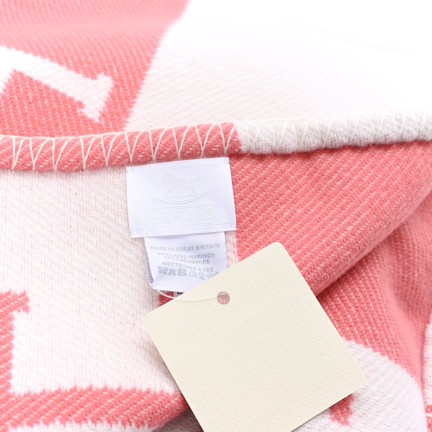 Wool Cashmere Avalon Baby Blanket Rose Airelle White