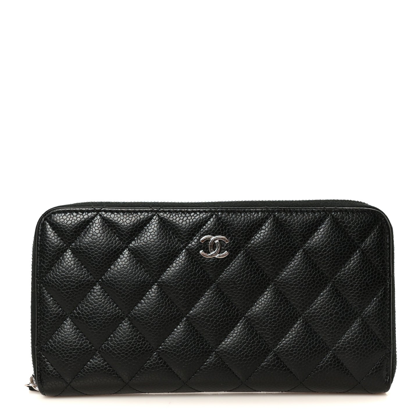 Caviar Quilted Large Gusset Zip Around Wallet Black