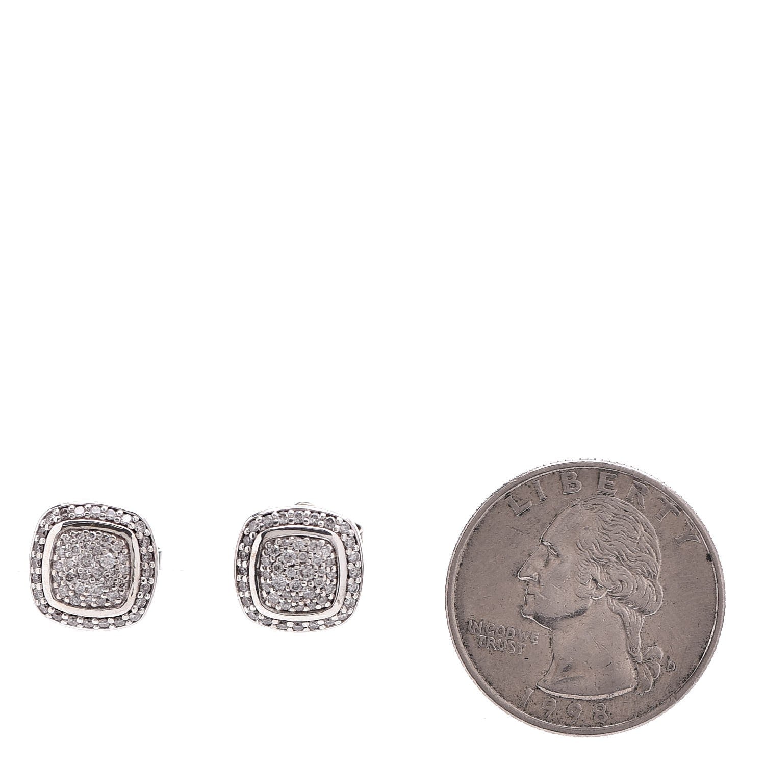 David Yurman Sterling Silver Diamond 7mm Pave Albion Earrings 6 of 8