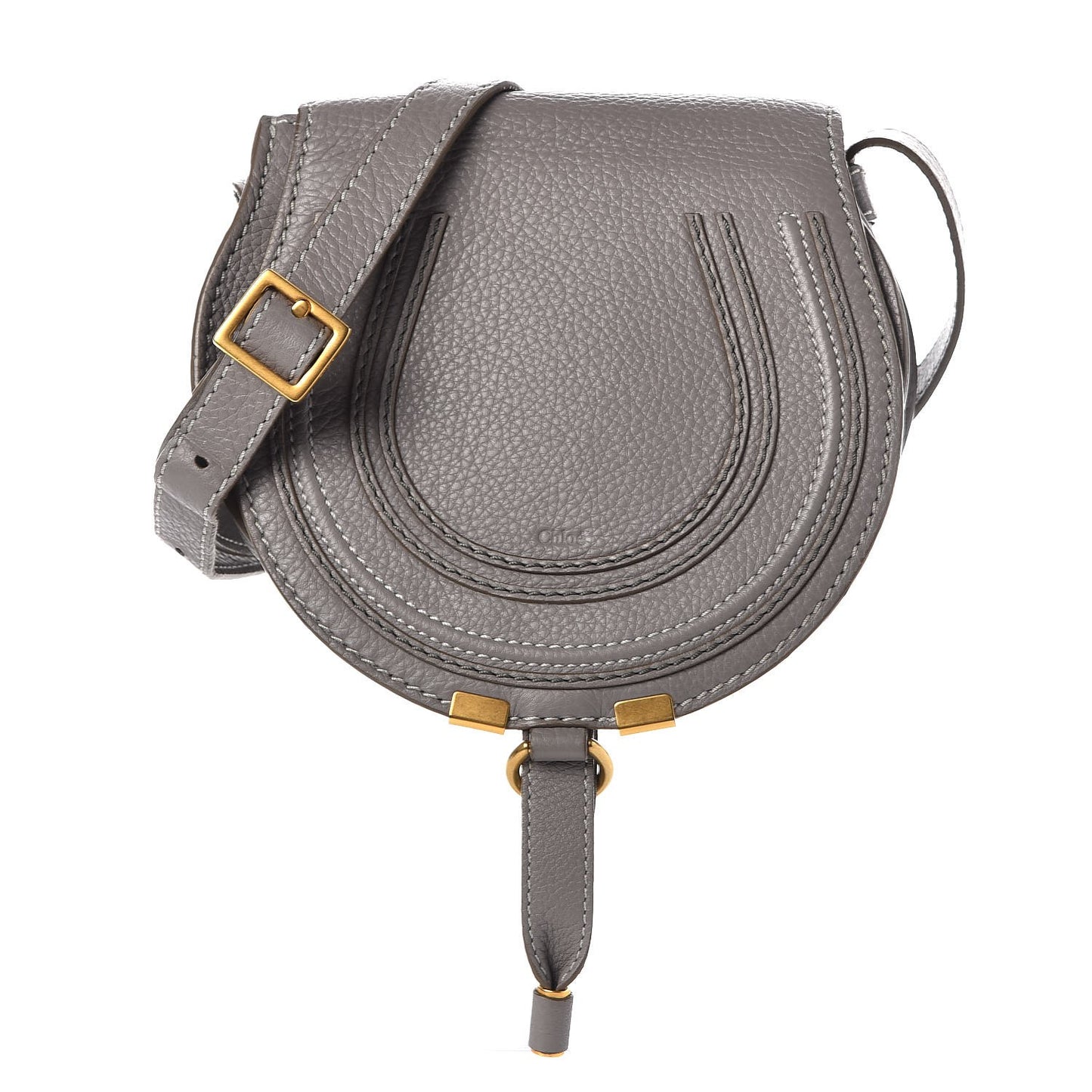 Calfskin Mini Marcie Round Crossbody Bag Cashmere Grey