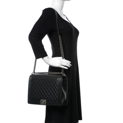 Chanel Lambskin Quilted Large Boy Flap Black 2 of 13