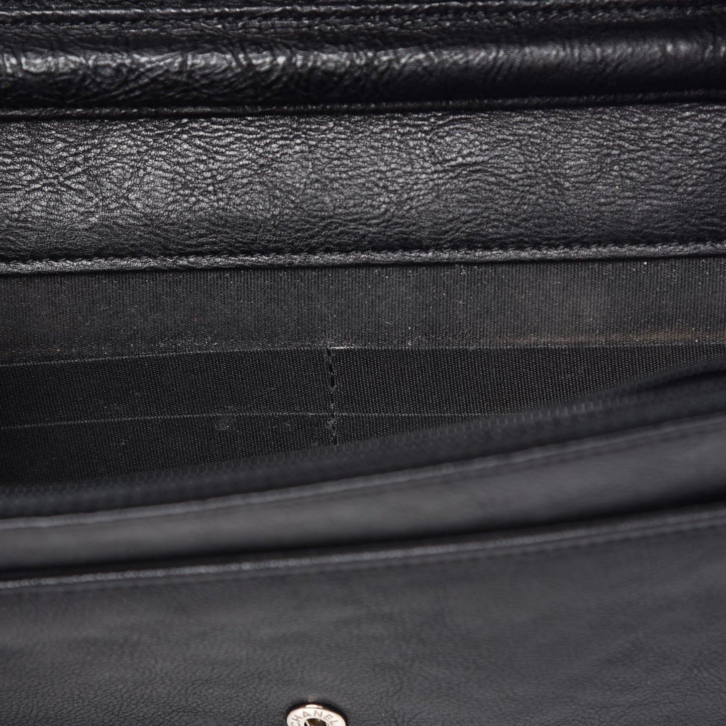 Calfskin Quilted Chain Around Boy Wallet On Chain WOC Black