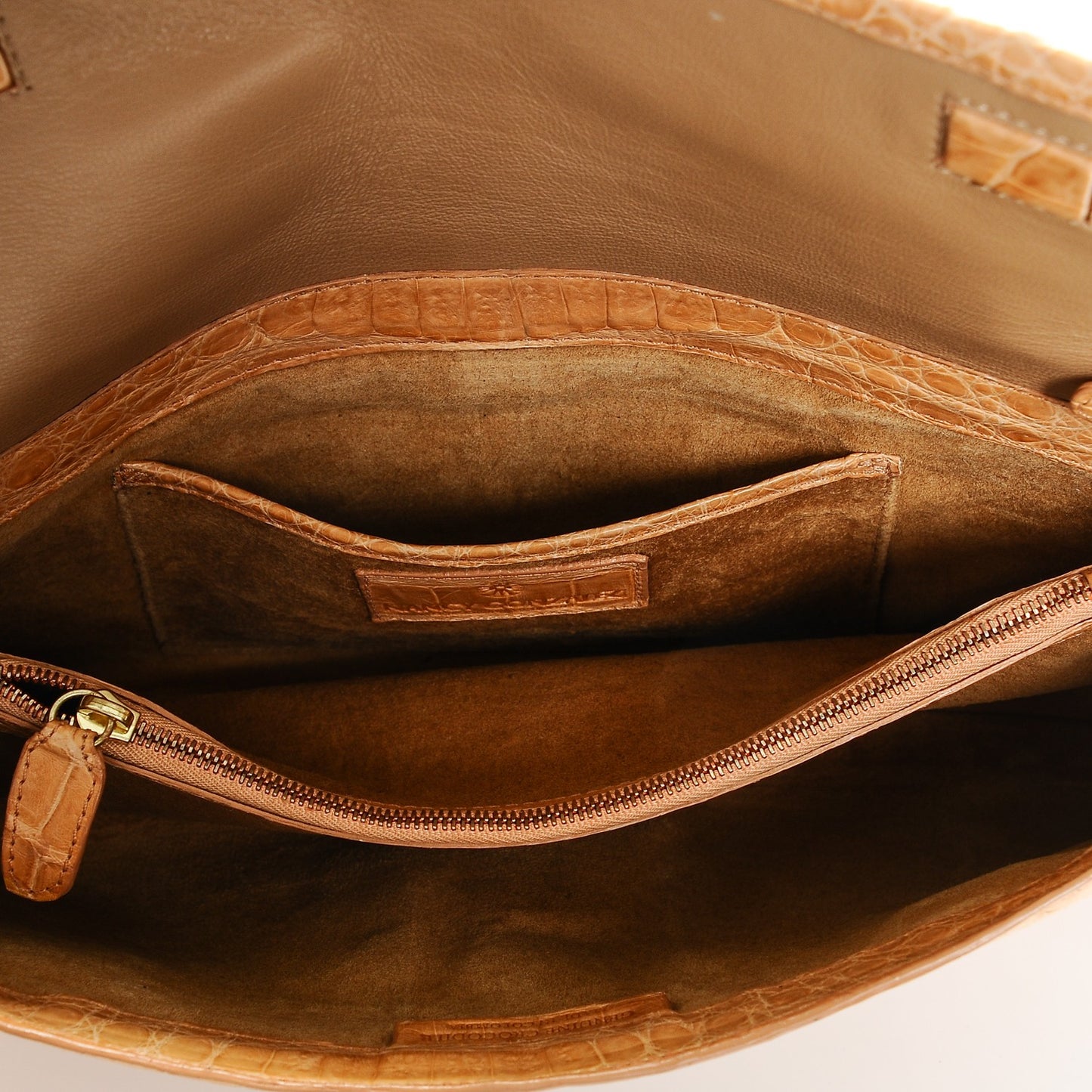 Crocodile Soft Flap Clutch Beige