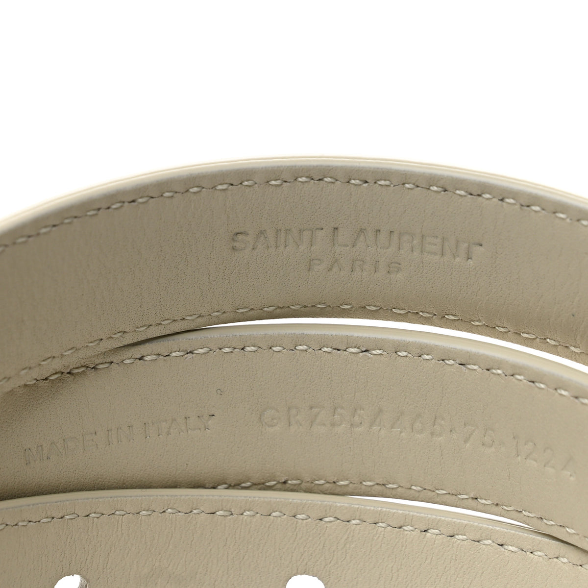 Saint Laurent Smooth Calfskin Monogram Square Buckle Belt 75 30 Crema Soft 5 of 7