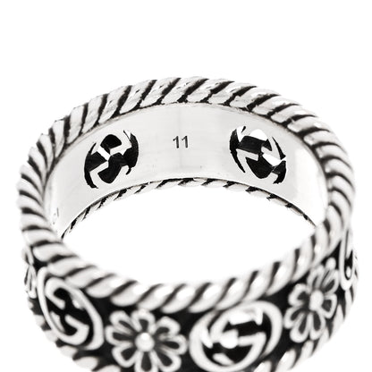 Gucci Sterling Silver Interlocking G Flower Ring 50 5.25 6 of 6