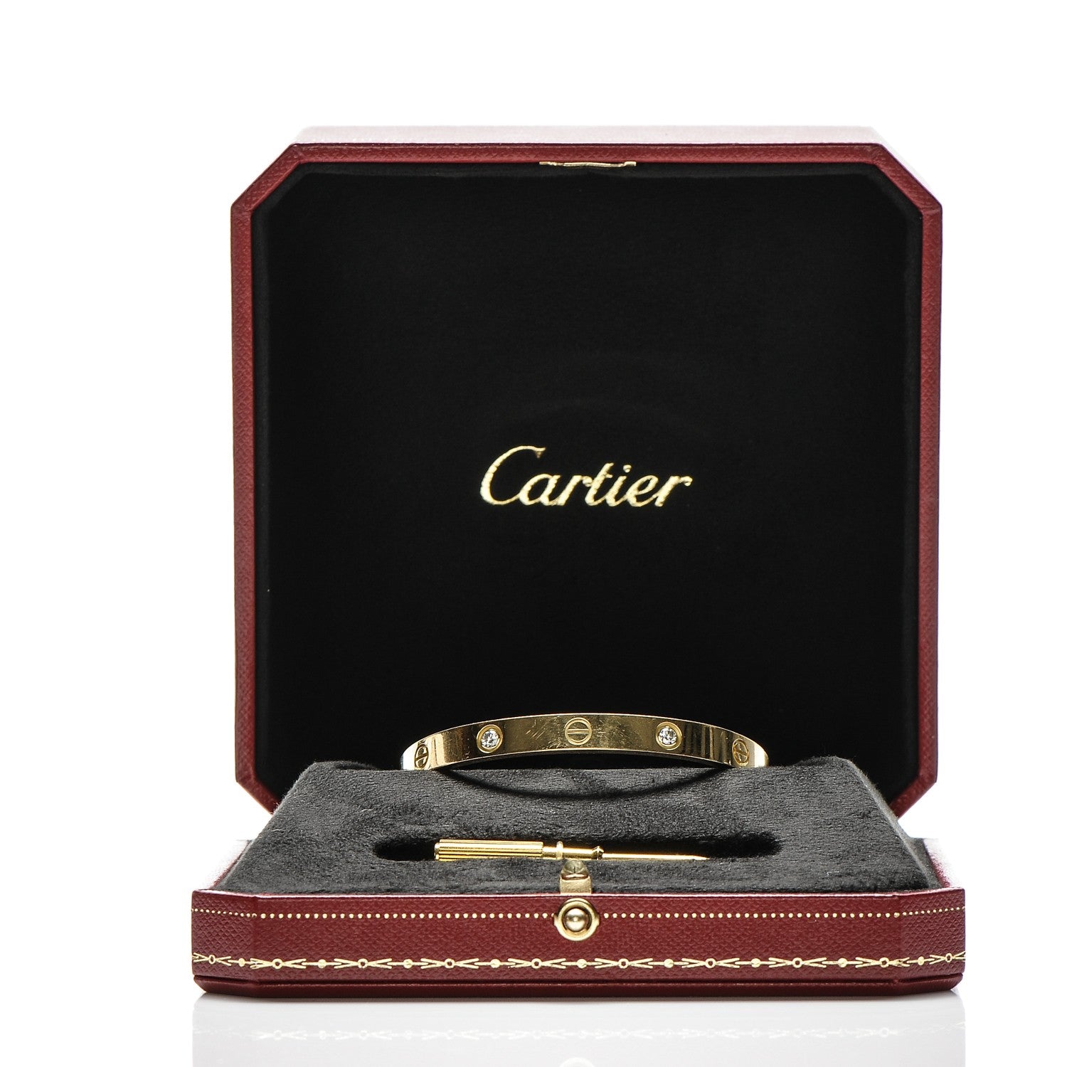 Cartier 18K Yellow Gold 4 Diamond LOVE Bracelet 17 6 of 6