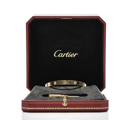 Cartier 18K Yellow Gold 4 Diamond LOVE Bracelet 17 6 of 6