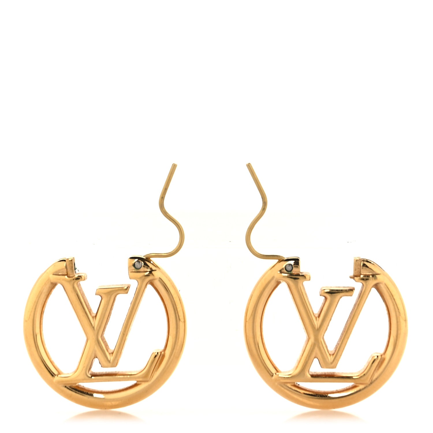 Louis Vuitton Metal Small Louise Hoop Earrings Gold 3 of 4