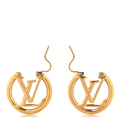 Louis Vuitton Metal Small Louise Hoop Earrings Gold 3 of 4