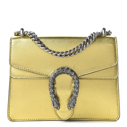 Gucci Metallic Calfskin Crystal Mini Dionysus Shoulder Bag Gold 1 of 11
