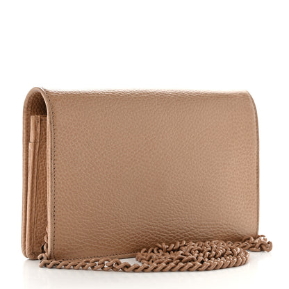 Gucci Dollar Calfskin Enamel Monochrome Mini GG Marmont Chain Wallet Camelia 3 of 12