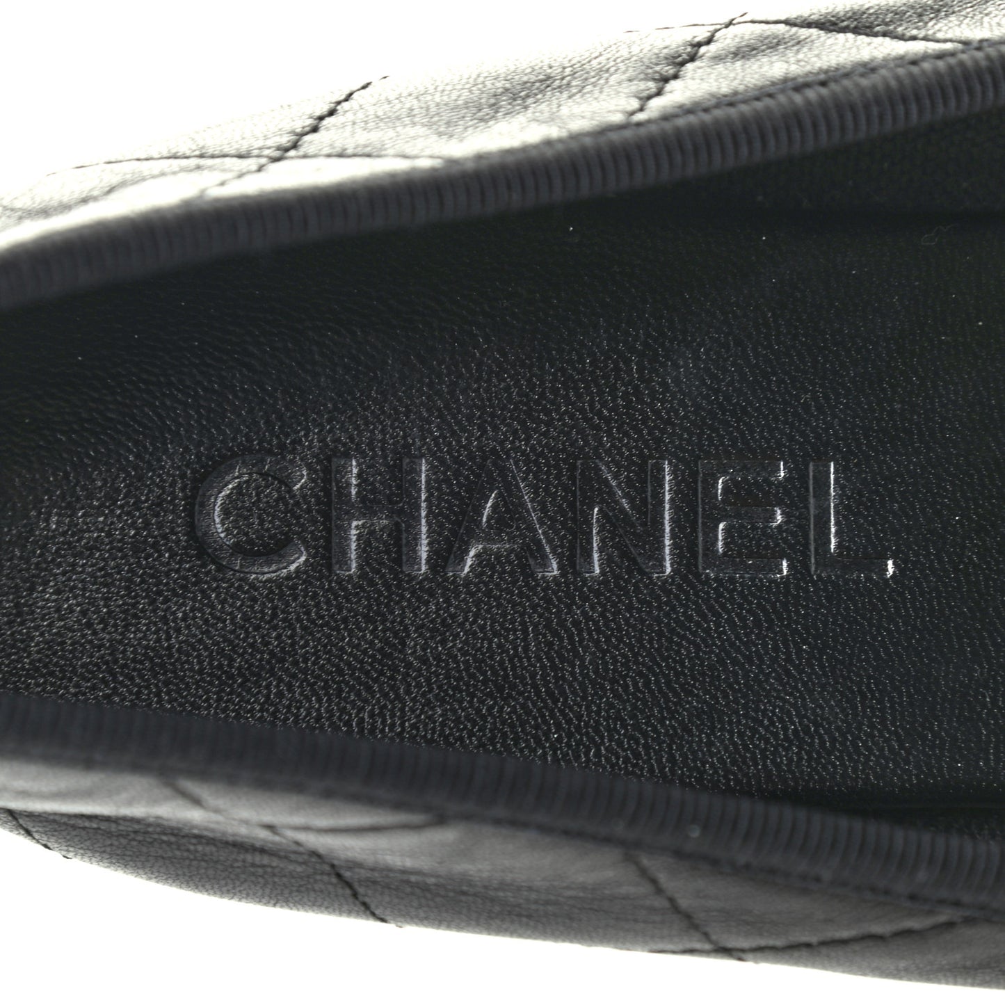 Lambskin Quilted Cambon Ballerina Flats 38 Black
