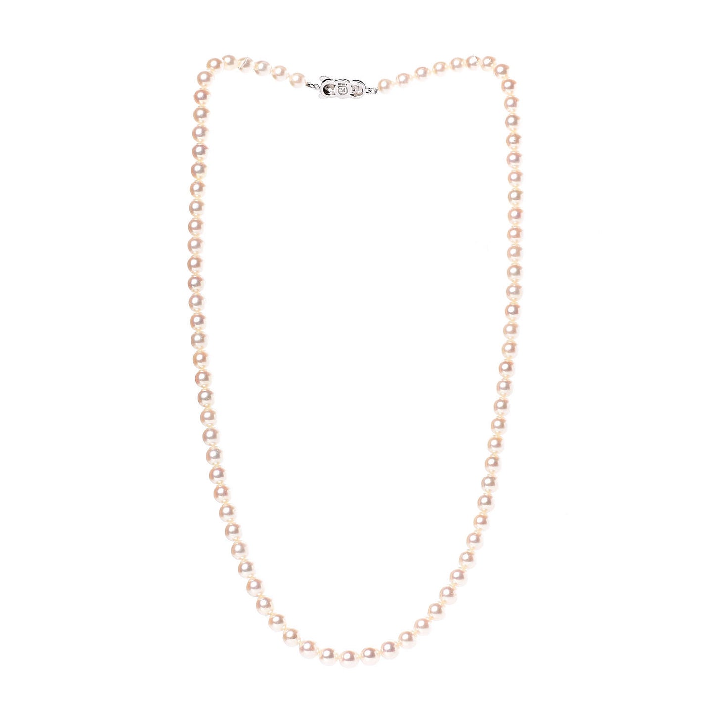 14K White Gold Akoya Pearl 6-6.5mm Strand Necklace 22"