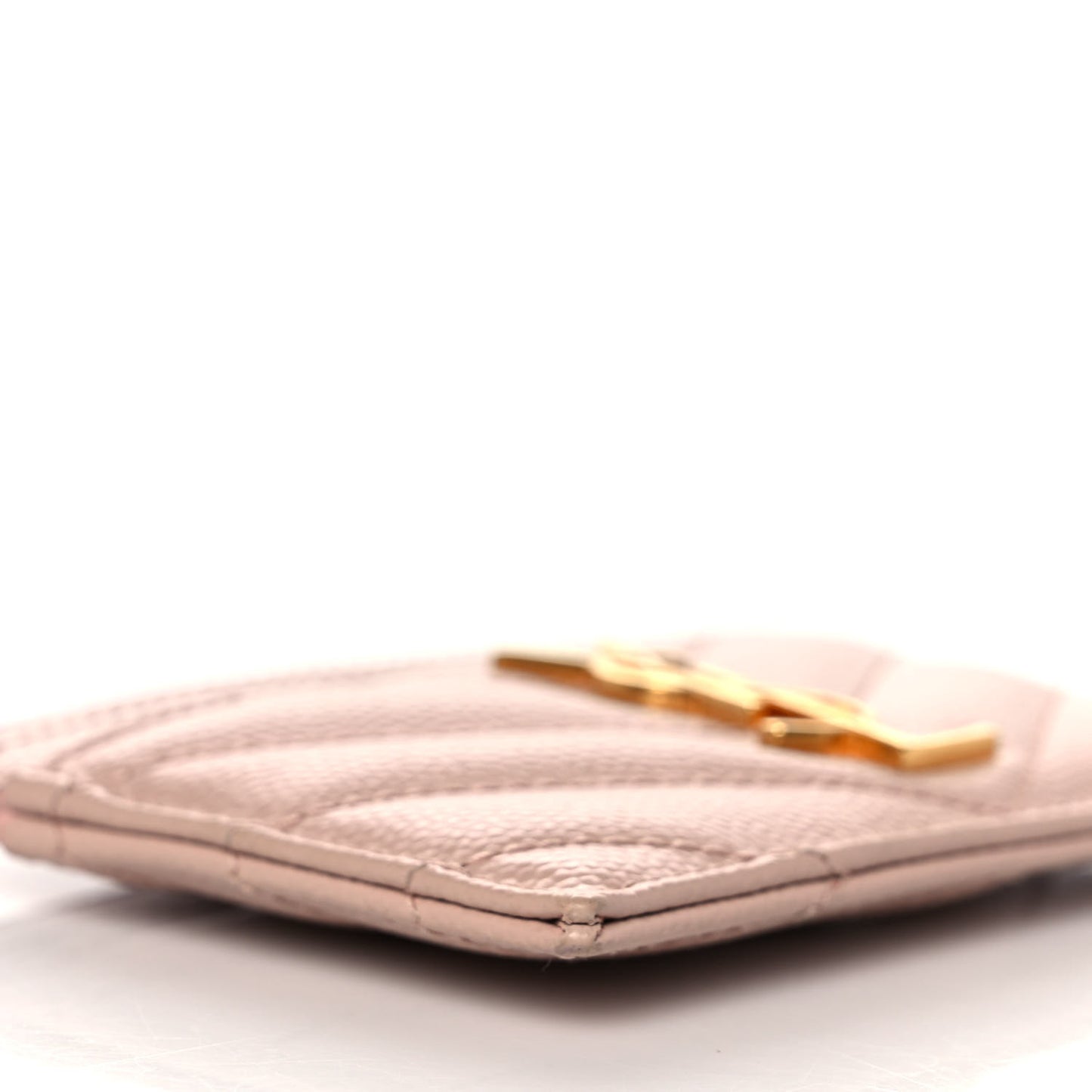 Grain De Poudre Matelasse Chevron Monogram Credit Card Case Pale Pink