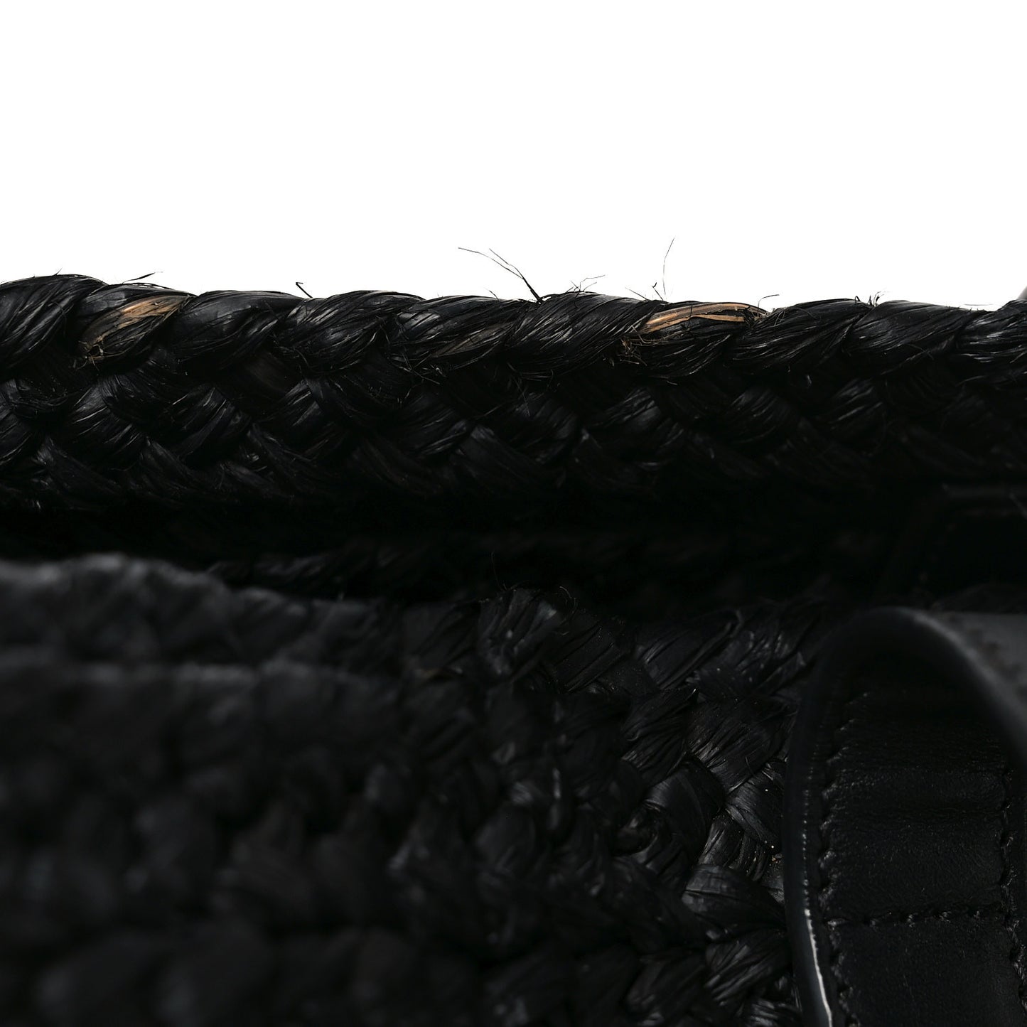 Raffia Medium Panier Bag Black