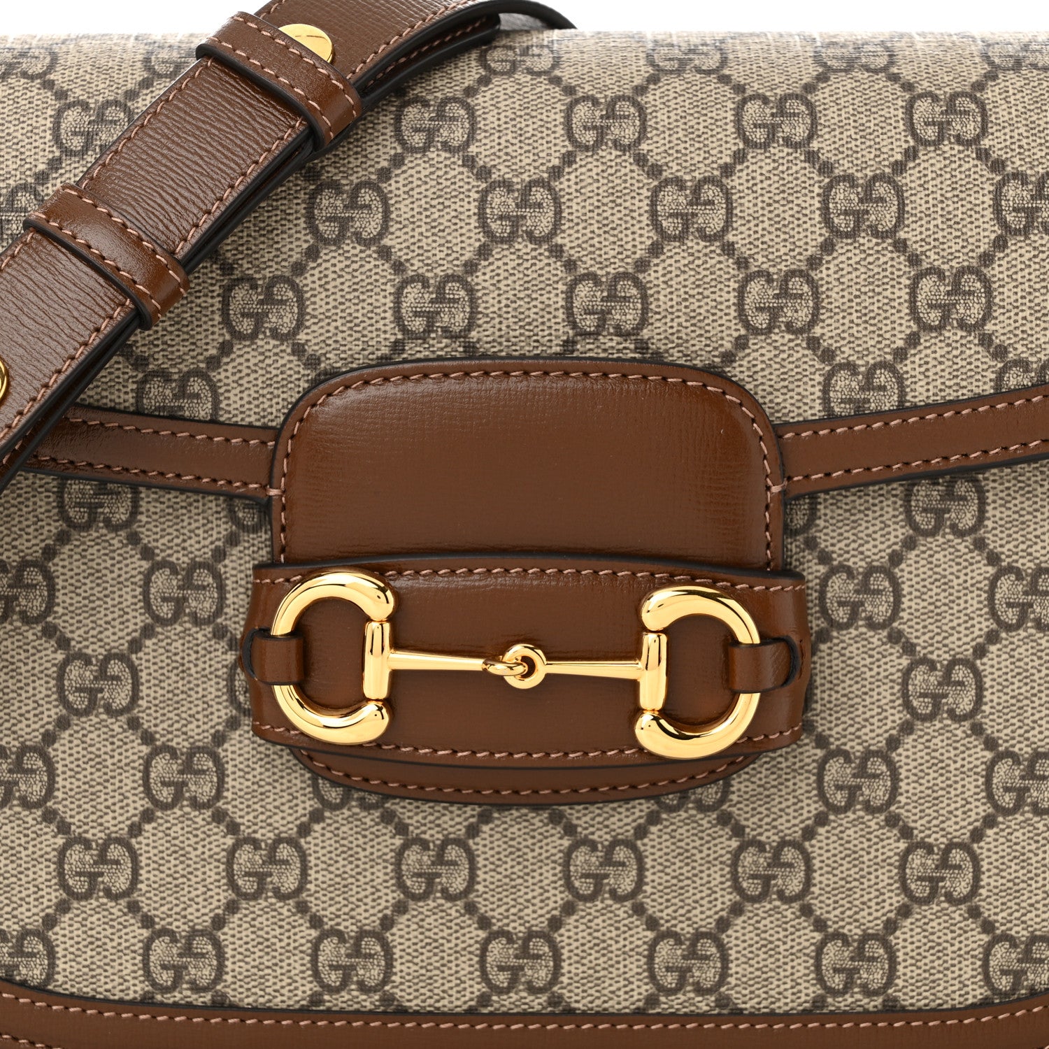 Gucci GG Supreme Monogram Horsebit 1955 Shoulder Bag Beige Brown Sugar 8 of 10