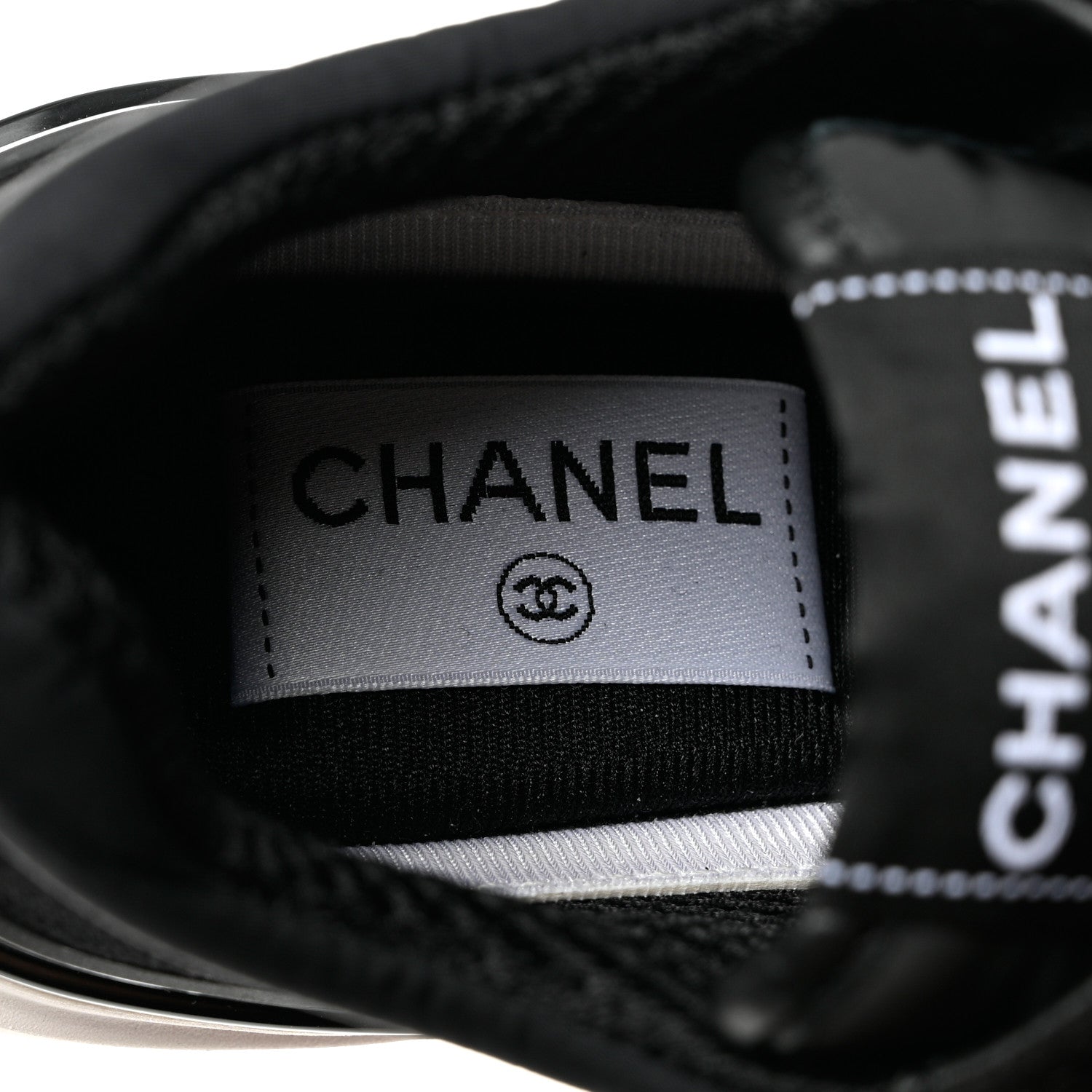 Chanel Calfskin Mesh Lycra Suede Womens Logo Sneakers 37 Black 7 of 9