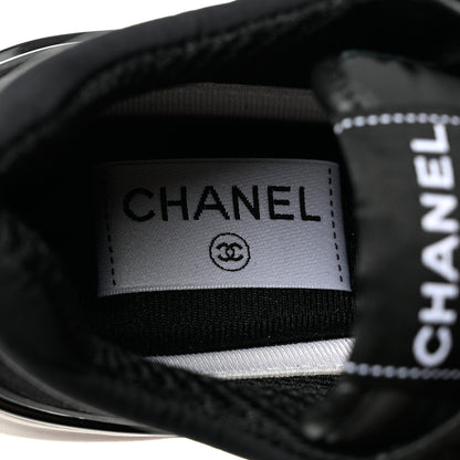 Chanel Calfskin Mesh Lycra Suede Womens Logo Sneakers 37 Black 7 of 9