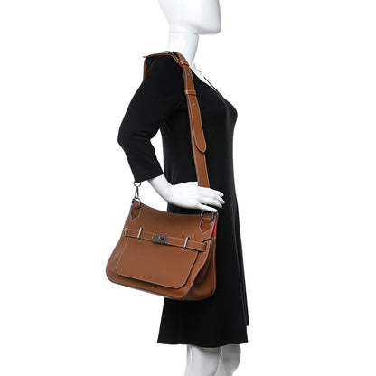 Hermes Taurillon Clemence Bi-Color Jypsiere 31 Gold Rouge Casaque 2 of 13