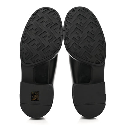 Fendi Vitello Abrasivato Mens Frame Loafers 8 Black 5 of 10