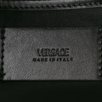 Versace Coated Canvas Calfskin La Greca Signature Backpack Black Grey 6 of 9