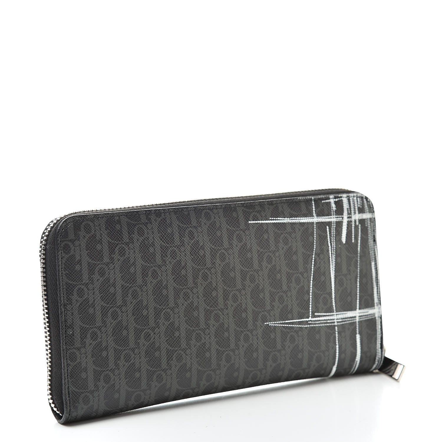 Christian Dior HOMME Monogram Coated Canvas Zip Aroun Wallet Grise 3 of 7