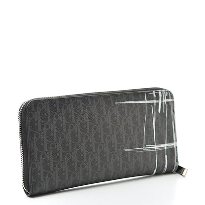 Christian Dior HOMME Monogram Coated Canvas Zip Aroun Wallet Grise 3 of 7