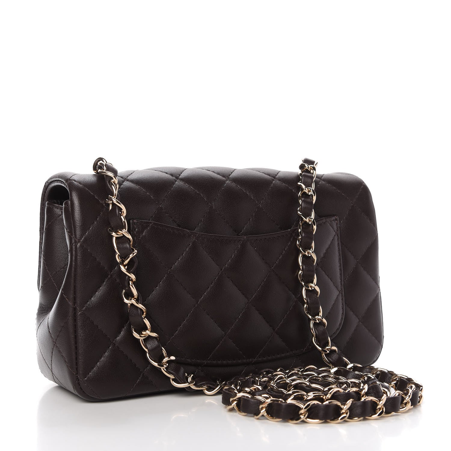 Chanel Lambskin Quilted Mini Rectangular Flap Dark Brown 3 of 11