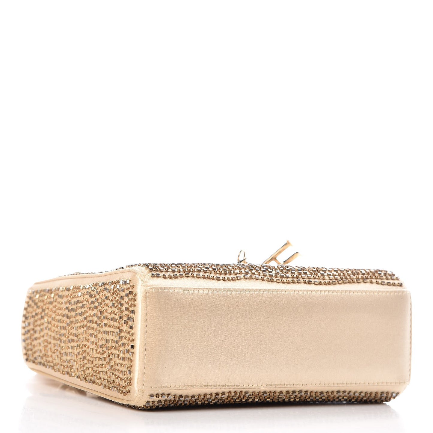 Satin Beaded Mini Lady Dior Gold