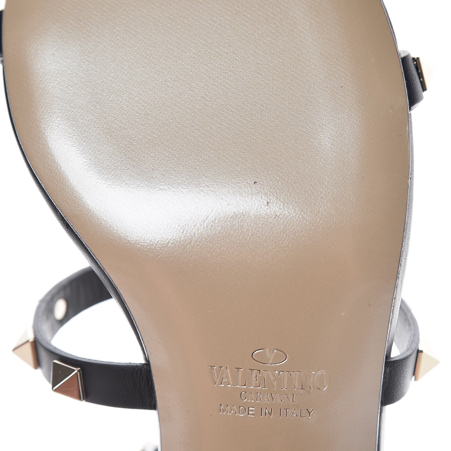Valentino Garavani Calfskin Rockstud 60mm City Sandals 37.5 Black 8 of 9