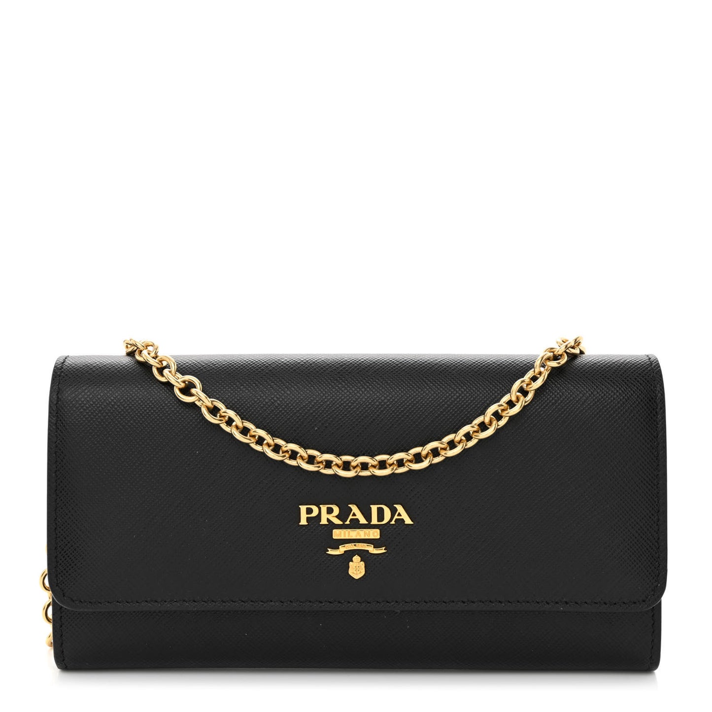 Saffiano Wallet on Chain Black