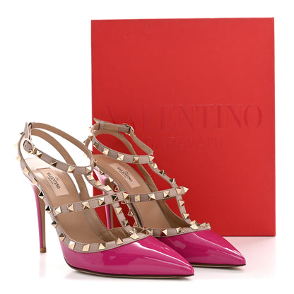 Valentino Garavani Patent Nappa Rockstud Ankle Strap 100mm Pumps 41 Rose Violet Poudre 11 of 11