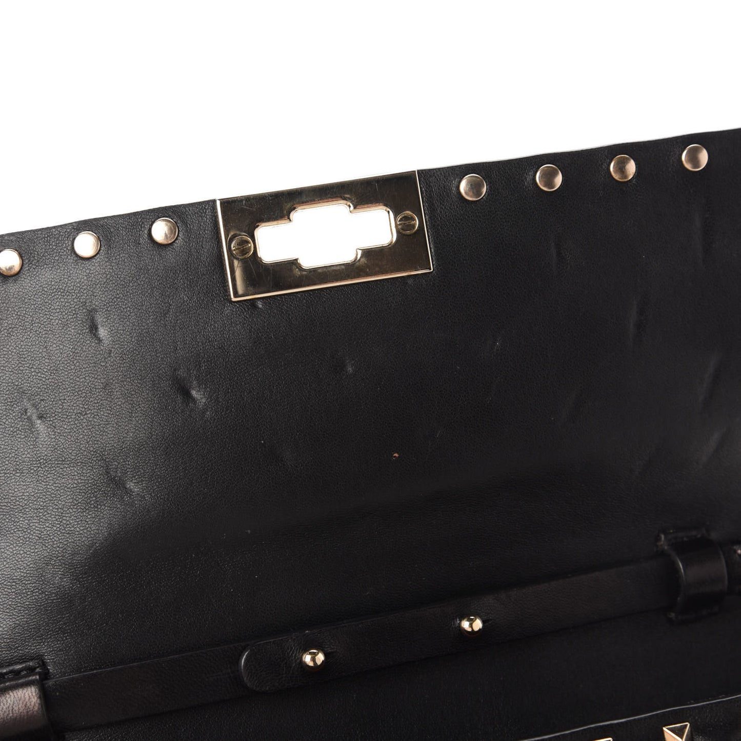 Lambskin Rockstud Spike Wallet on Chain Black