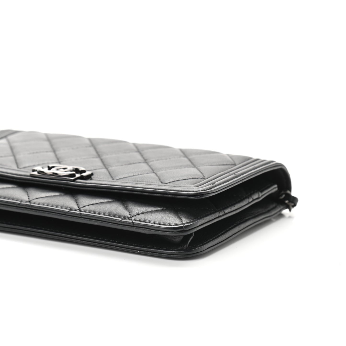 Lambskin Quilted Boy Wallet On Chain WOC So Black