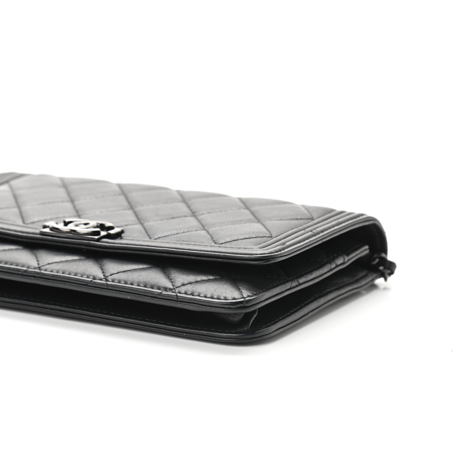 Chanel Lambskin Quilted Boy Wallet On Chain WOC So Black 11 of 11