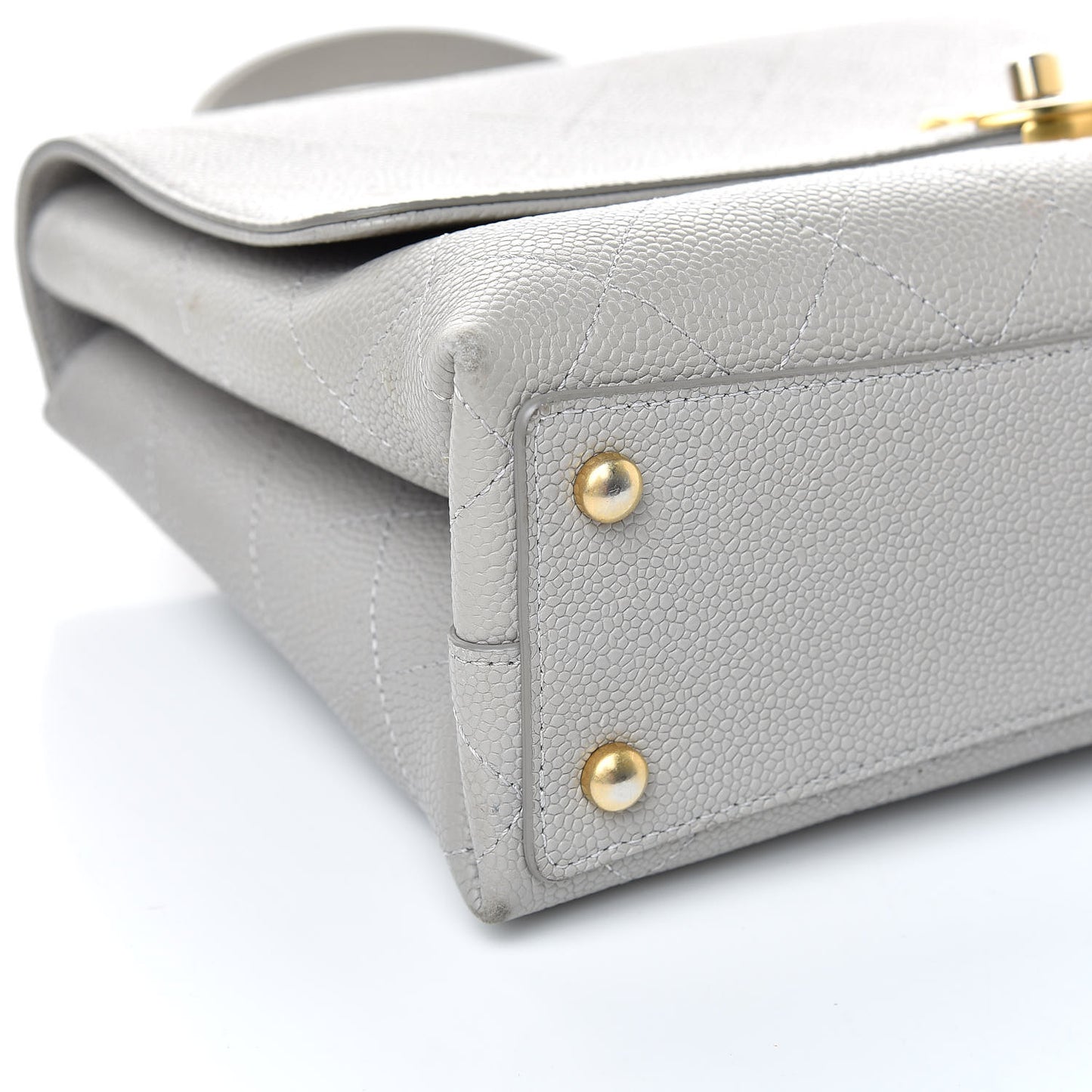 Grained Calfskin Stitched Flap Grey