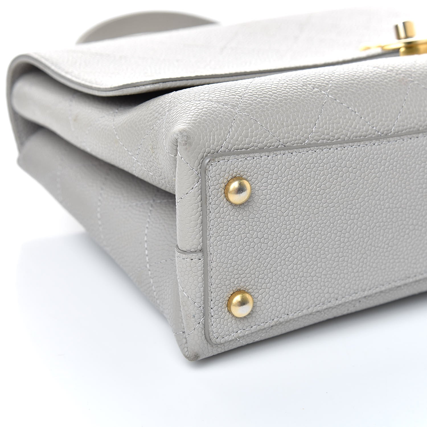 Chanel Grained Calfskin Stitched Flap Grey 13 of 16