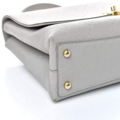 Chanel Grained Calfskin Stitched Flap Grey 13 of 16