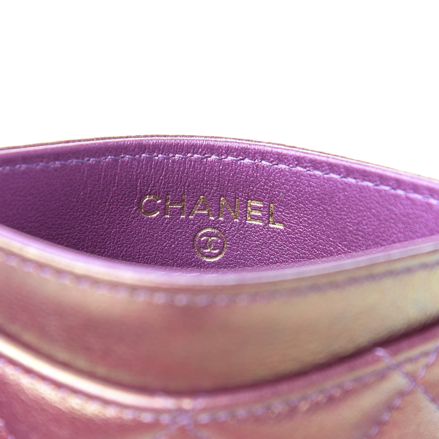 Chanel Iridescent Lambskin Quilted Card Holder Purple 6 of 8