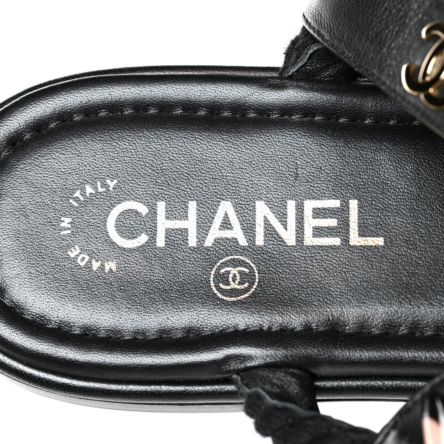 Chanel Lambskin Cord Chain Flat Sandals 40 Black 8 of 8