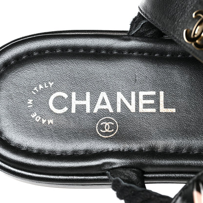 Chanel Lambskin Cord Chain Flat Sandals 40 Black 8 of 8