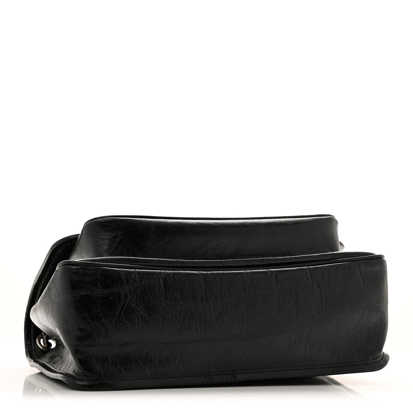 Crinkled Calfskin Monogram Medium Niki Chain Satchel Black