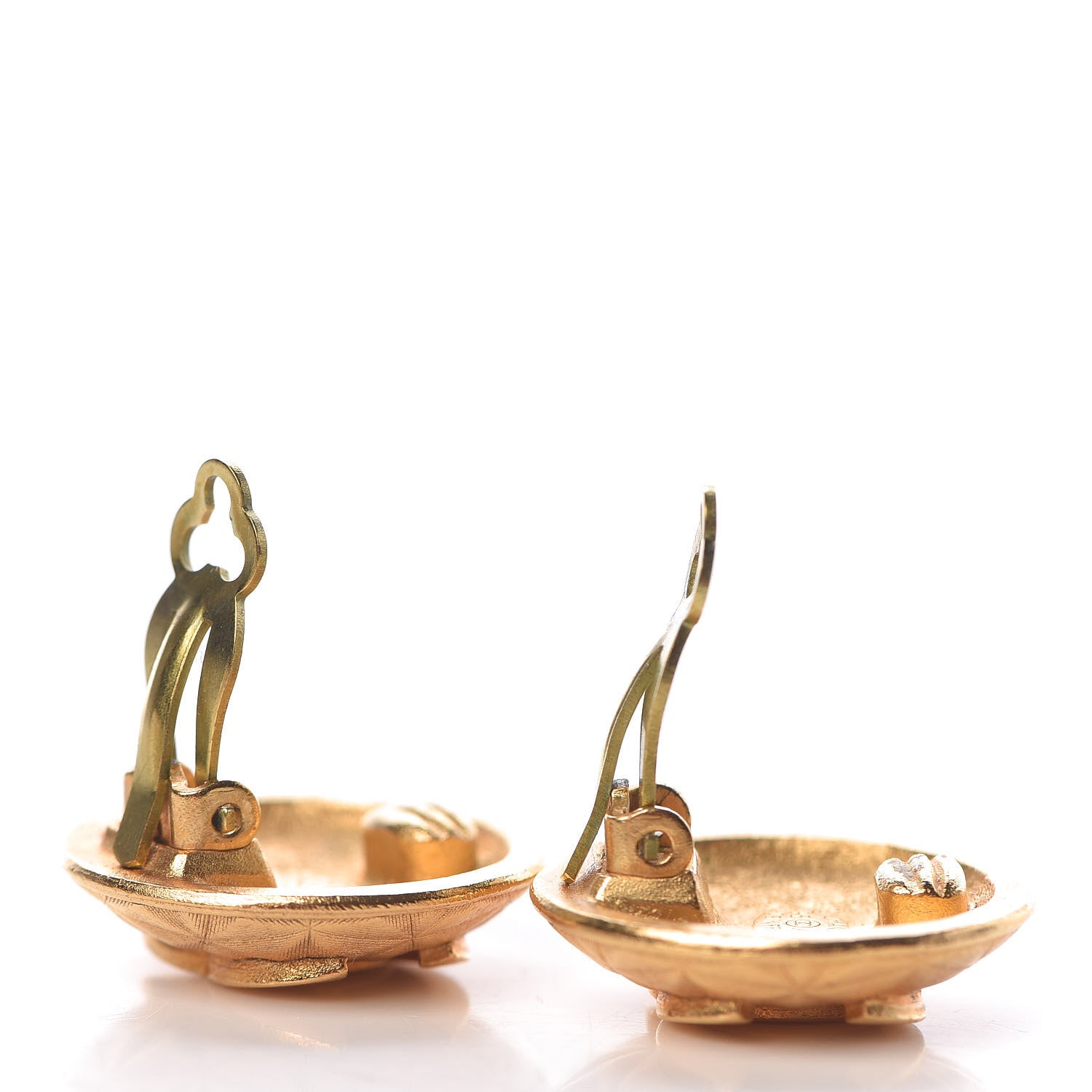 Chanel CC Button Clip On Earrings Gold 3 of 5