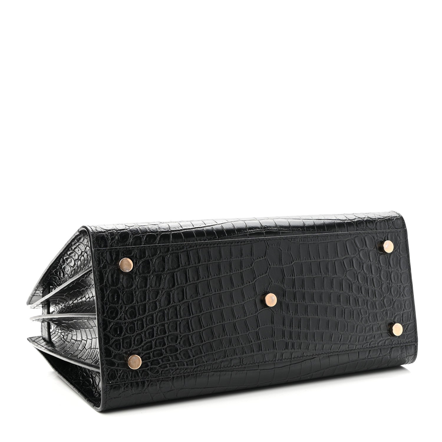 Saint Laurent Calfskin Crocodile Embossed Small Sac de Jour Black 4 of 10