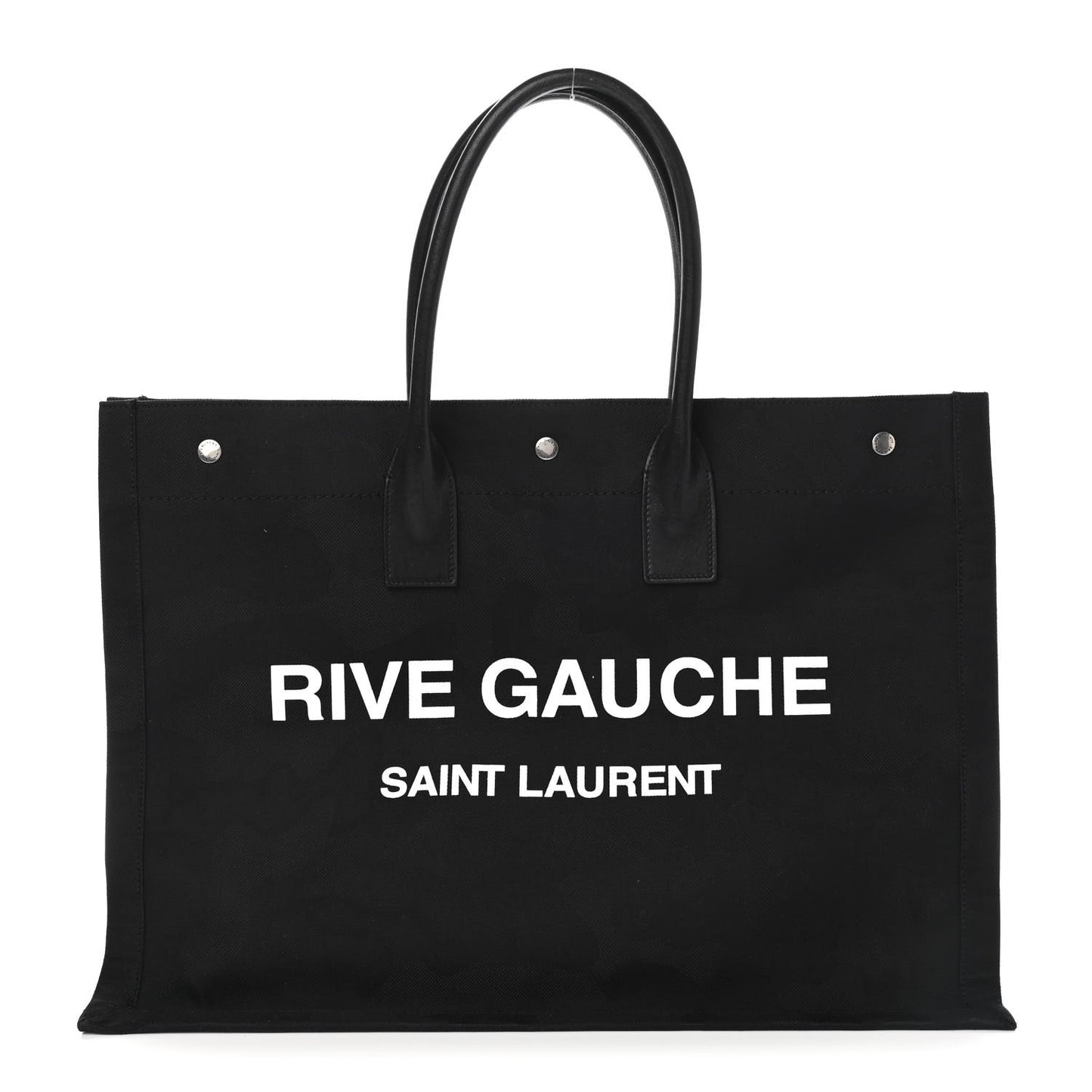 Linen Calfskin Rive Gauche Tote Black