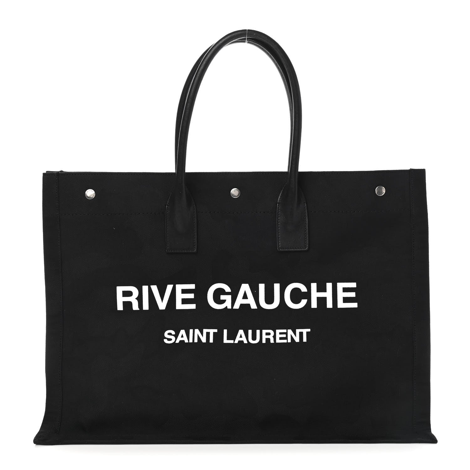 Saint Laurent Linen Calfskin Rive Gauche Tote Black 1 of 9