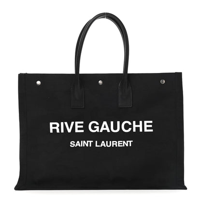 Saint Laurent Linen Calfskin Rive Gauche Tote Black 1 of 9
