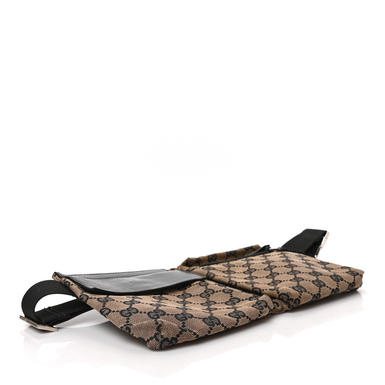 Gucci GG Monogram Double Pocket Belt Bag Black Beige 3 of 7