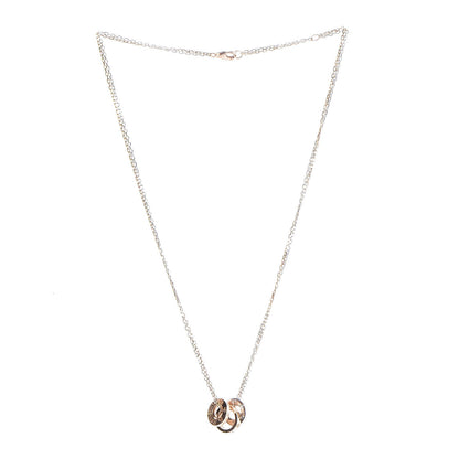 Cartier 18K White Pink Gold Diamond Three Ring LOVE Pendant Necklace 3 of 7