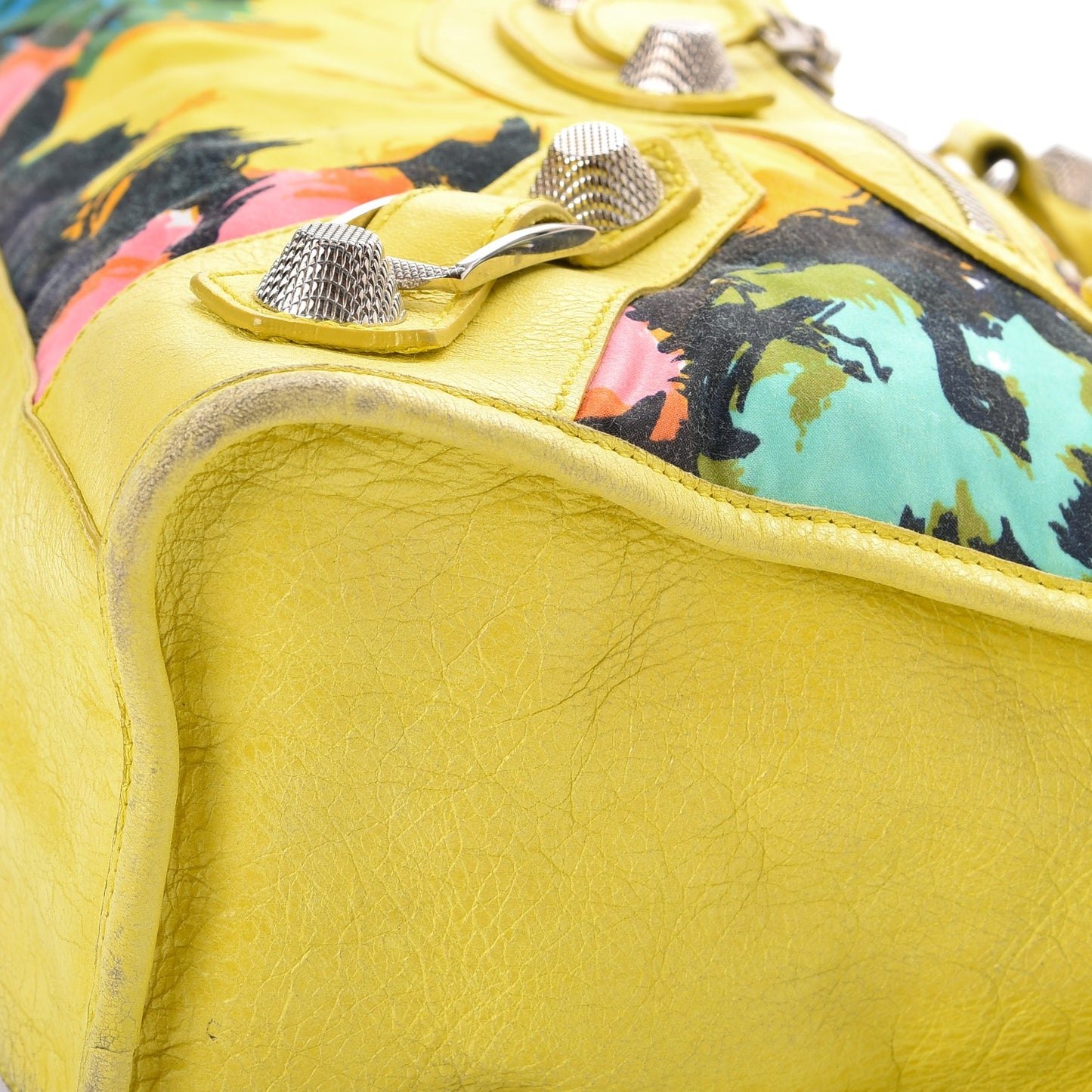 Agneau Canvas Floral Giant 21 Silver Hardware City Bouton D or